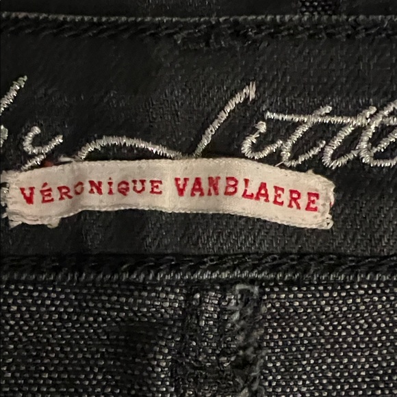 #778 Ltb by Little Big Veronique Vanblaere Floral Embroidered Black Denim Skirt - Picture 4 of 4